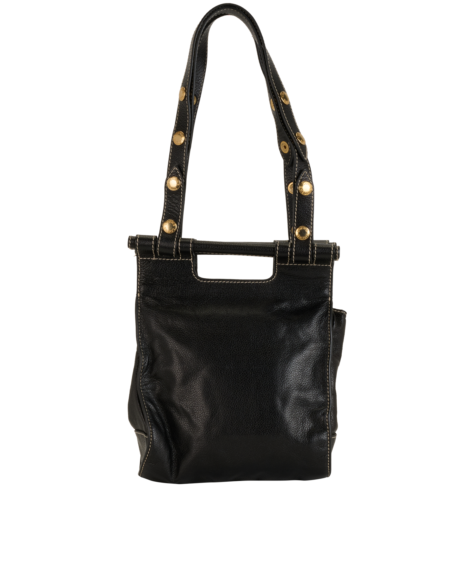 Vintage Shoulder Bag, &pound;250, Handbags, Black, Leather, Back view